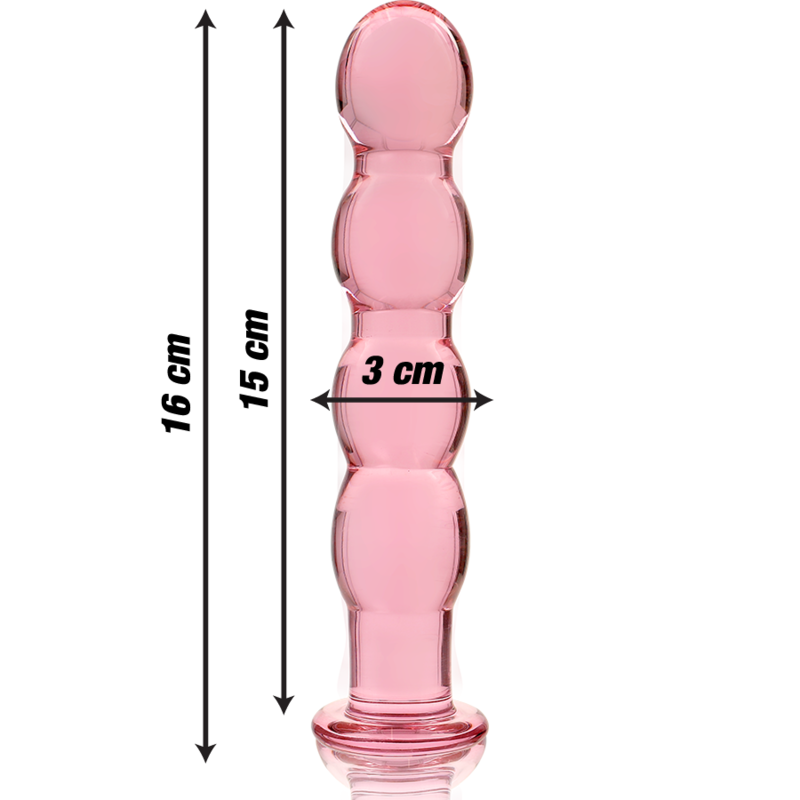 DILDO IN VETRO BOROSILICATO ROSA 16.5 CM -O- 3.5 CM