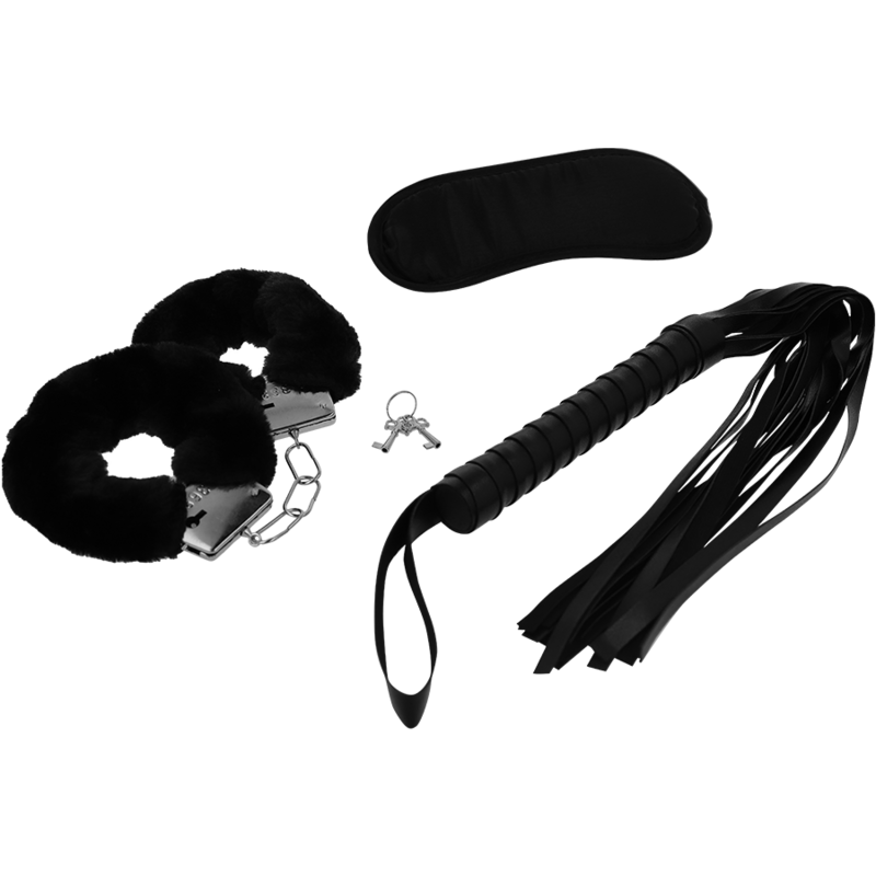 FETISH PLAYSET EROTICO 1 CON MANETTE, MASCHERA CIECA E FLOGGER