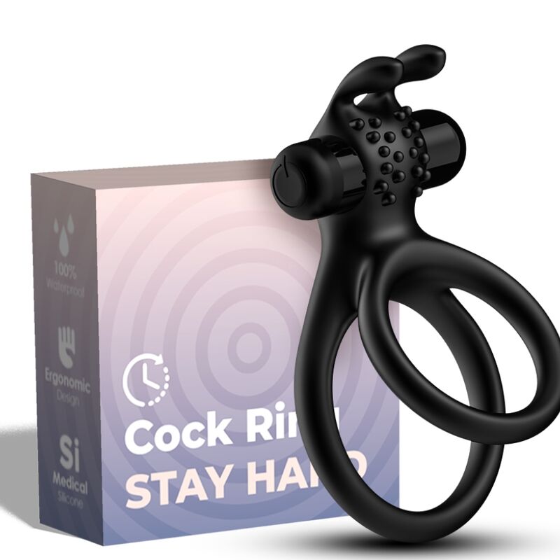 ANELLO VIBRATORE DOPPIO TRAVELLER PER COPPIA RABBIT BLACK