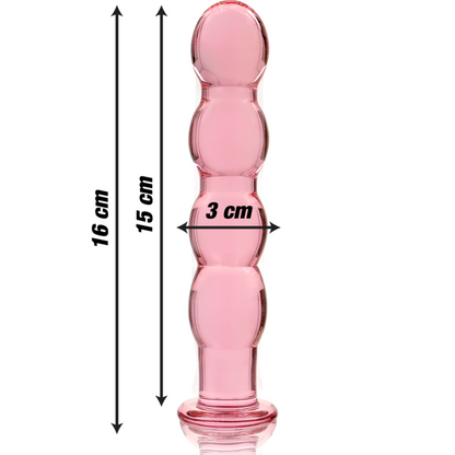 DILDO IN VETRO BOROSILICATO ROSA 16.5 CM -O- 3.5 CM