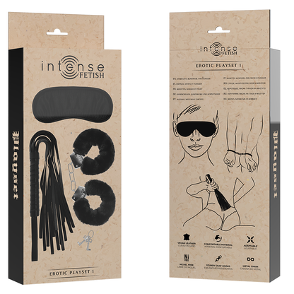 FETISH PLAYSET EROTICO 1 CON MANETTE, MASCHERA CIECA E FLOGGER