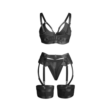 REGGISENO BONDAGE NERO CON GIARRETTIERA L/XL