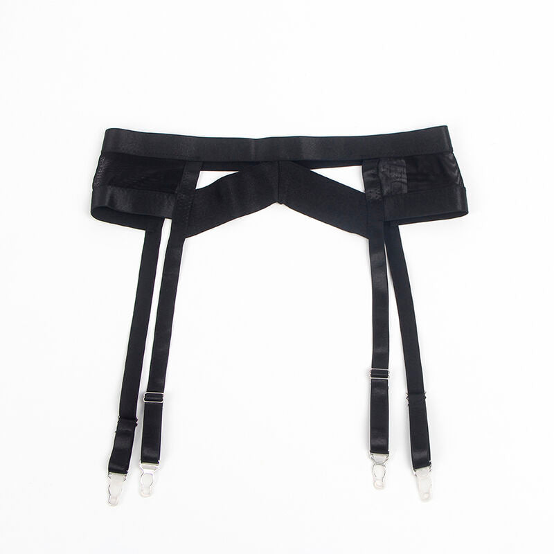 REGGISENO BONDAGE NERO CON GIARRETTIERA L/XL