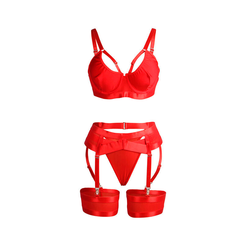 REGGISENO BONDAGE ROSSO CON GIARRETTIERA L/XL