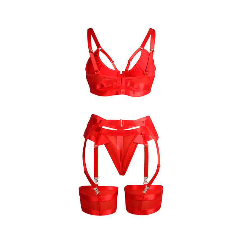 REGGISENO BONDAGE ROSSO CON GIARRETTIERA L/XL