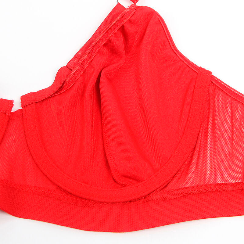 REGGISENO BONDAGE ROSSO CON GIARRETTIERA L/XL