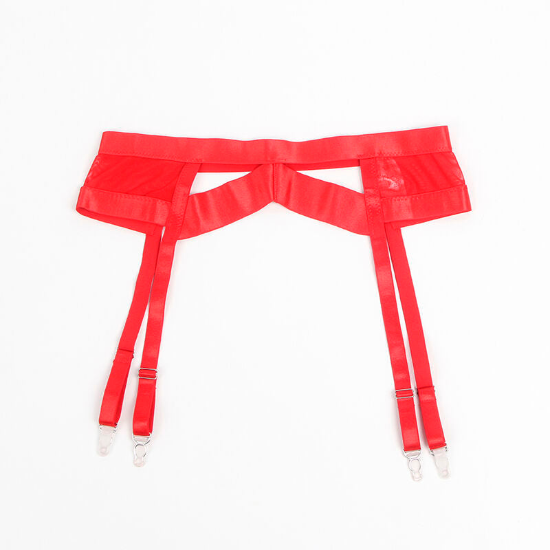 REGGISENO BONDAGE ROSSO CON GIARRETTIERA L/XL